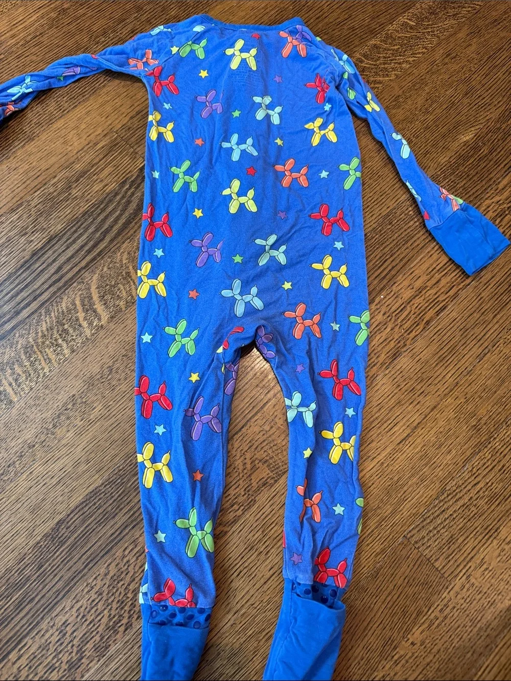 Blue Balloon Animal Print Kids Footed Pajamas with Zipper
